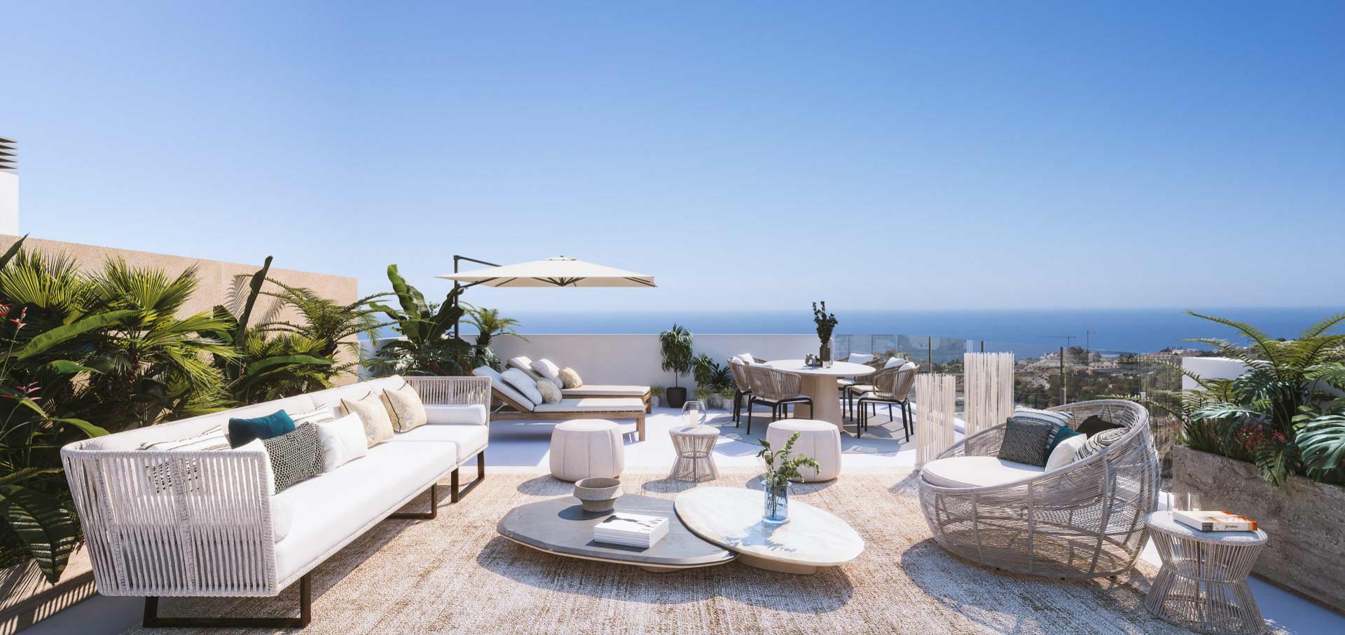 Elegant penthouse met panoramisch uitzicht op zee in het dorp Benalmádena