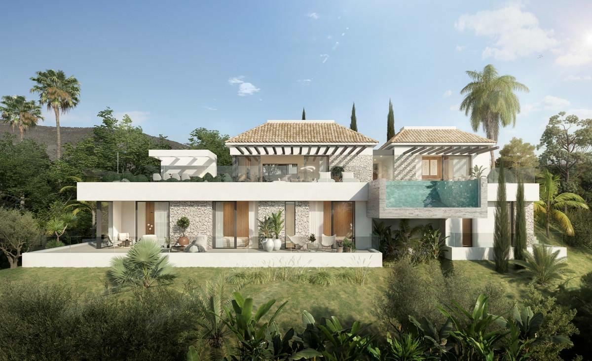 Moderne rustieke villa met uitzicht op golfclub in Mijas