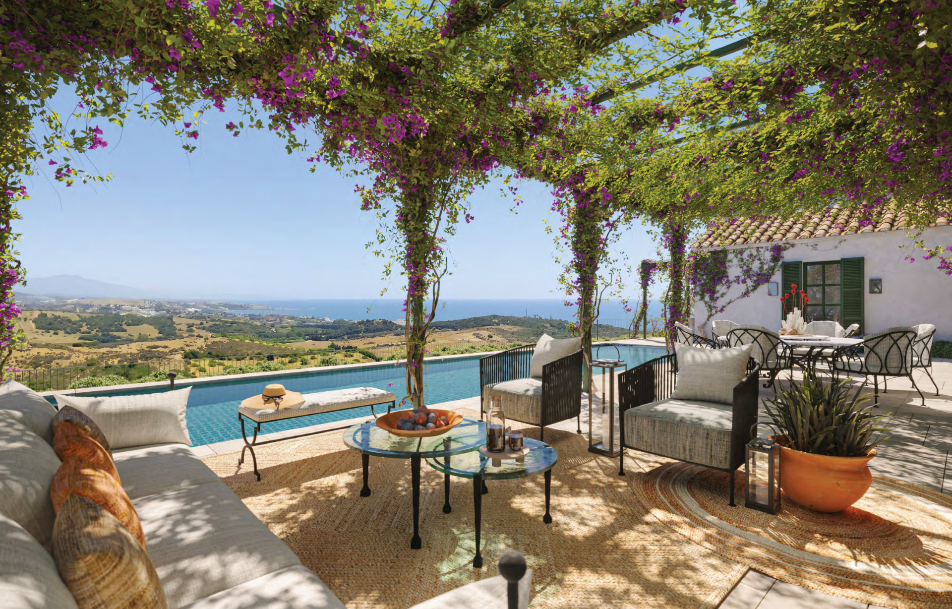 Ervaar de authentieke Andalusische sfeer in deze villa met panoramisch uitzicht in Finca Cortesin, Casares