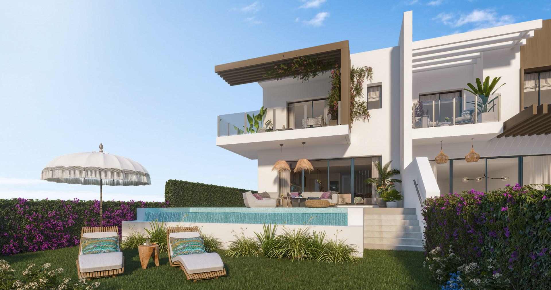 Moderne geschakelde woning naast de golfbaan El Chaparral, Mijas